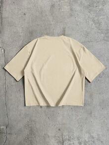 AXEPEAK Men's Letter Print Round Neck Short Sleeve Casual T-Shirt - Brown - View 2