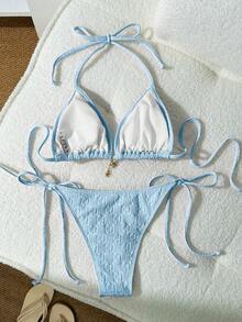 Elavelle Conjuntos de trajes de baño de verano para mujer - Azul - Ver 3