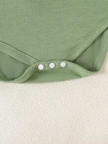 SHEIN Playful Pals 5件套女婴柔软舒适圆领纯色连体衣，时尚休闲日常穿着，易于穿脱，适合春夏穿着 - 彩色 - 查看 4