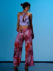 MUSERA Áo croptop cổ yếm khoét sâu, lưng hở, kiểu dáng gợi cảm, thích hợp mặc đi biển, nghỉ mát, câu lạc bộ Ibiza, phong cách nhiệt đới. - Màu Lilac Tím - Xem 5