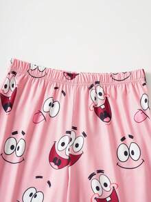 SpongeBob SquarePants | SHEIN 女士吊带可爱印花舒适睡衣套装 - 粉色 - 查看 5
