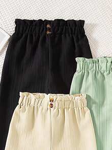 Souflis Souflis Conjunto de 3 piezas de pantalones anchos de botones de unicolor, cómodos y versátiles para niña bebé, adecuados para uso diario en primavera y otoño, para exteriores - Multicolor - Ver 5