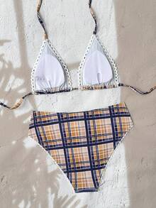 Swim Mod Conjunto de bikini de mujer con estampado de rayas y flores, de moda para la temporada de bodas de primavera/verano - Multicolor - Ver 6