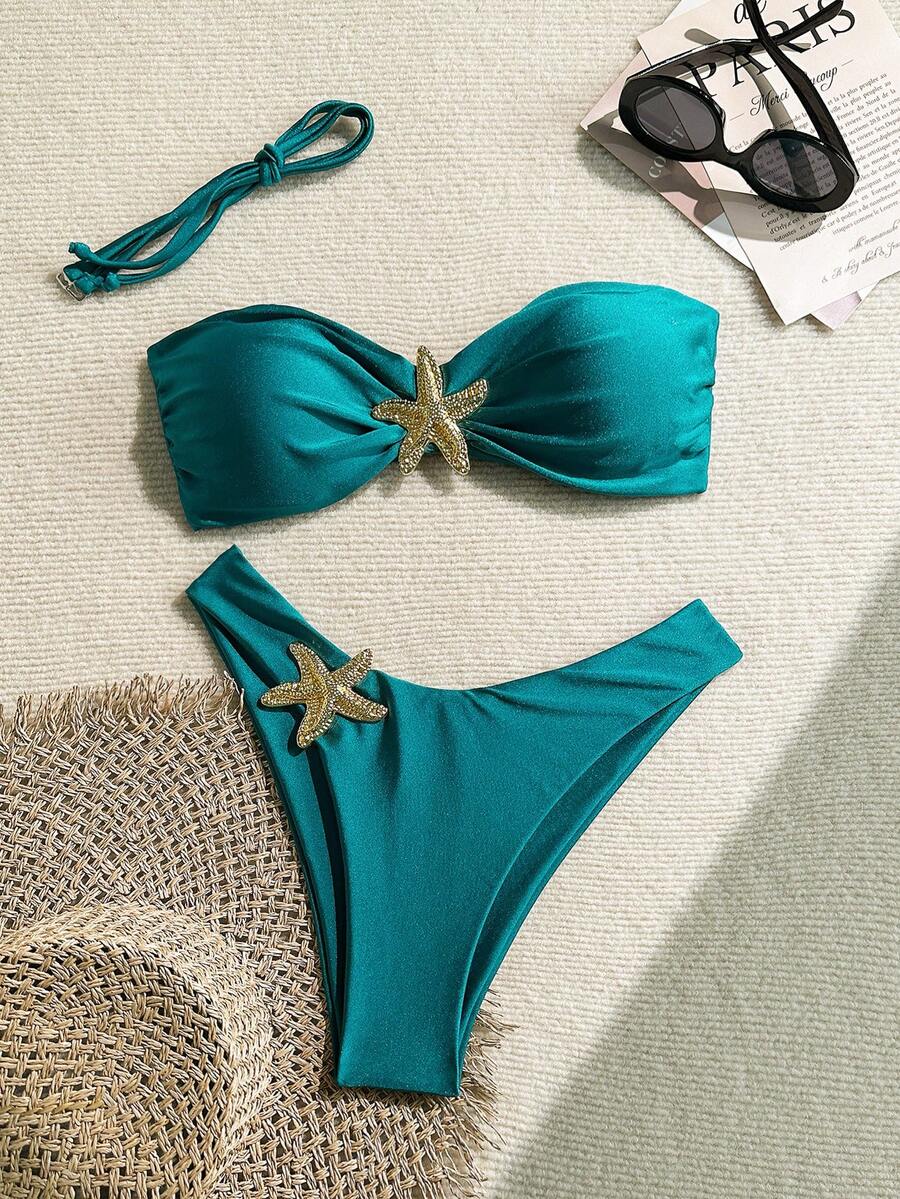 Swim Chiccia Elegant Metal Starfish Swimsuit Accessory - Green - View 1