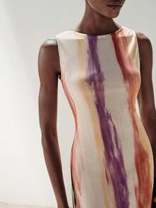 Aveloria Modichic New Arrival Elegant Sexy Bodycon Mesh Striped Print Sleeveless Dress - Multicolor - View 5