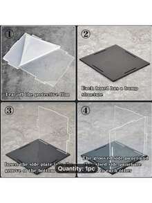 Transparent Acrylic Display Case, 16 Size Options Available, DIY Assembly, Suitable For Models, Blocks, Crafts, Souvenirs Display And Dust Protection - 5mm Black PVC Base - View 9