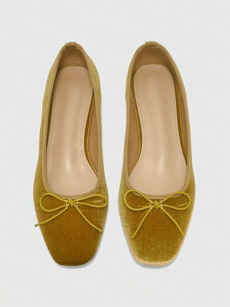 CUCCOO BIZCHIC Women Shoes Fashionable Women's Flat Shoes Comfortable Casual Versatile Holiday Dating Elegant Wear Bow Decoration Design, College Style Wear, Commuting Daily, Dating Out Of The Street, Sweet And Cool Style Women's Shoes