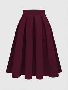 Olithes Women's Casual Pleated Skirt, Versatile For Spring & Autumn - Red Violet - View 3