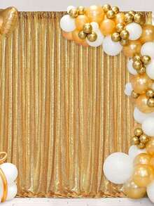 4 pièces Rideau de fond de fête argenté pailleté, décoration d'anniversaire, bannière d'anniversaire, toile de fond d'anniversaire, fournitures de fête d'anniversaire, réutilisable, convient pour la décoration de la maison, la décoration de mariage, l'utilisation quotidienne et les fêtes, la décoration de mariage, les fournitures de mariage, les faveurs de fête, les cadeaux d'anniversaire, le tissu pour arche de mariage. - Doré - Voir 6