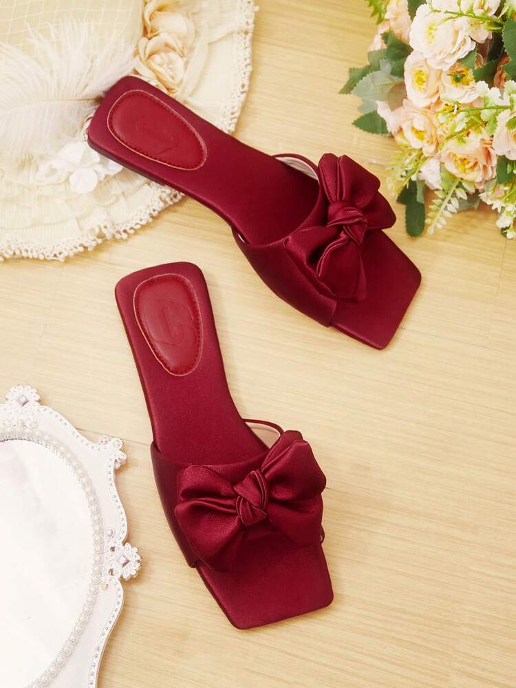 CUCCOO HITCHD Bow Simple Versatile Temperament Comfortable Fashion Generous Commuter Holiday Beach Flat Sandals Summer Shoes Wedding Shoes Bride Shoes