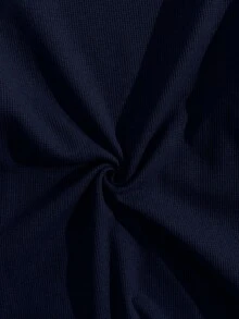 EURMUSE Cotton Men Patch Detailed With A Label Regular T-Shirt & Pants Two Pieces - Navy Blue - View 6