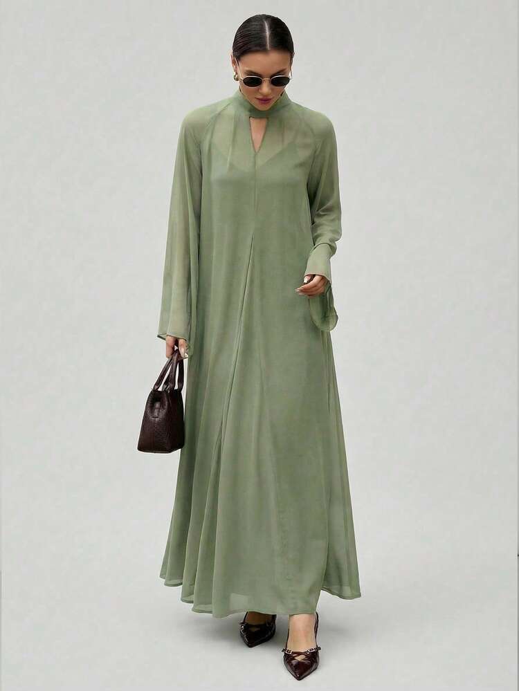 2026SS Women's Loose Chiffon Ruffle Hem Dress, Urban Commute Business Casual Bohemian Style Vacation Beach Dress, Elegant Dress For Wedding Guest, Beach, Holiday, Office Wear
