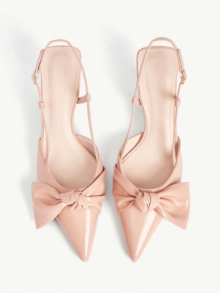 CUCCOO CHICEST Women's Pointed Toe Bowknot Design Leather High Heel Pumps, Sexy Elegant Formal Dress Shoes For Party, Afternoon Tea, Evening Gala, Versatile Outfit Wedding Shoes