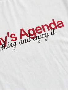 Manfinity Unisex Áo thun nam tay ngắn cổ tròn màu trắng in chữ - trắng - Xem 5