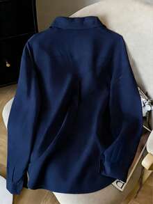 Resyla Camisa casual de mujer de manga larga con bordado de caballero y abotonadura sencilla - Multicolor - Ver 2