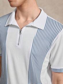 Courvante Men Argyle Print Polo Shirt - White - View 6