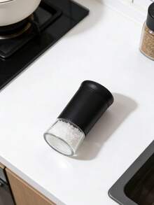Mini Cute Stainless Steel Pepper & Salt Shaker, Rotating Cover Seasoning Bottle, Small Portable Powder Dispenser For Kitchen Cooking & BBQ - Black - View 6