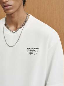 TOKVUE Men's Round Neck Letter Embroidered Casual Versatile Daily Wear Short Sleeve T-Shirt - Black - View 3