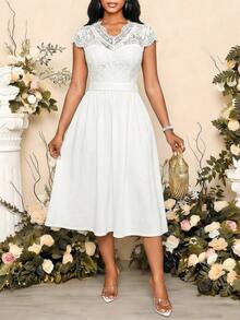 SHEIN Lady Elegant White Dress For Women,Summer Wedding Guest Dress,Luxury Formal Evening Dresses For Ladies Weddings & Events,Graduation Ceremony Party Outfits - White - View 6