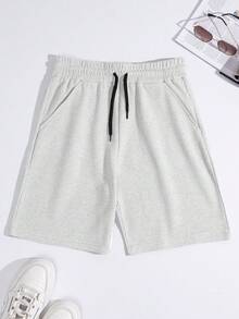 SHEIN Cottnline Men's Waffle Fabric Basic Shorts 2-Pack - White - View 4