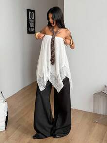 Coolane Women's Spring/Summer Streetwear Back To School Y2K Chic Lace Stretchy Comfortable White Skirts - White - View 6