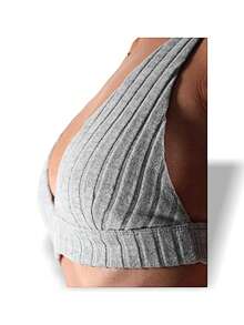 Alo Yoga Bra RIBBED TAKE COMFORT Sweat Absorption Breathable Lightweight Soft Stretch Easy To Wash Gym Daily Women Grey W9454R - ATHLETIC HEATHER GRE - 灰色 - 查看 3