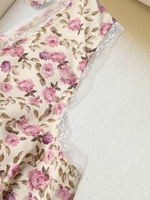 Pariaura Đầm nữ mùa hè họa tiết hoa nhí cổ chữ V sâu - Màu be - Xem 7