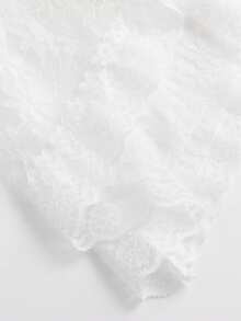 K-Vae Women's Floral Lace Ruffle Hem Elegant Spaghetti Strap Mid-Length Dress - White - View 3