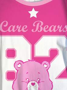 SHEIN X Care Bears 加大码夏季休闲卡通数字印花T恤 - 白色 - 查看 4