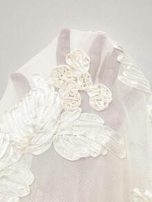 Serisse 女士优雅3D立体花卉系带无袖中长连衣裙，夏季 - 杏色 - 查看 6