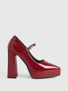 CUCCOO LuxiPop High-Heeled Thick-Soled Platform Fashionable And Simple Banquet Shoes - Burgundy - View 1