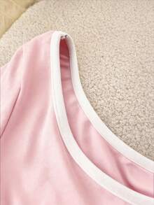 SHEIN Đầm dài thời trang tối giản đính nơ xinh xắn dành cho nữ - Hồng - Xem 4