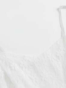 K-Vae Women's Floral Lace Ruffle Hem Elegant Spaghetti Strap Mid-Length Dress - White - View 4