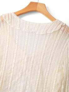 K-Vae Women's Summer New Lace Sunscreen Cover Up, Short Tie-Front Ruffle Flare Sleeve Sheer Cover Up Thin Jacket - Apricot - View 7