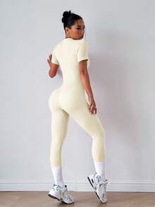 Easithlete Easithlete 女士拉链运动连体裤 - 奶油白 - 查看 5