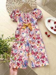 LMoss Kids 女婴碎花圆领花瓣袖休闲连体衣 - 彩色 - 查看 4