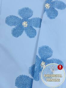 Resyla Women's 3D Faux Pearl Floral Print Button Front Shirt - Multicolor - View 4