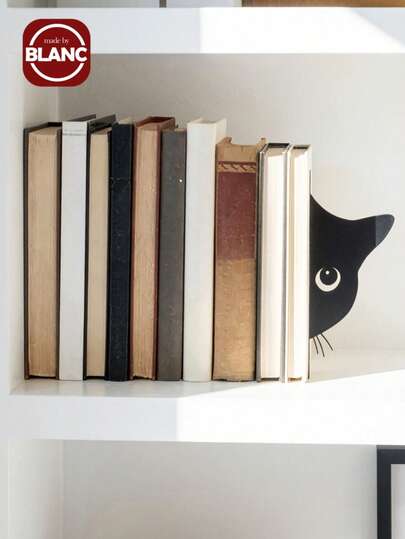 Madebyblanc 2pcs Cute Metal Thick Peeping Cat Pattern Desktop Bookshelf, Storage Book Clip, Stationery Type Storage Book Stand, Anti Tipping Metal Bookshelf, Two Pieces Metal Book Stand Set, Sturdy, Practical, Two Pieces Desktop Bookshelf And Storage Container For Books, Textbooks, Magazines, Tablets Stationery, Desks, Offices, For Libraries And Children's Rooms, Essential For Home & Iiving.