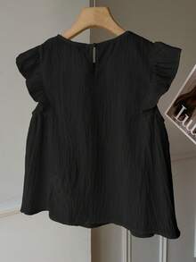SHEIN EZwear 女士黑色梭织罩衫，夏季 - 黑色 - 查看 3