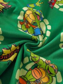 TEENAGE MUTANT NINJA TURTLES | SHEIN MUTANT TURTLES Young Boy Crew Neck Short Sleeve Cute Print Tight Fit Loungewear - Green - View 7