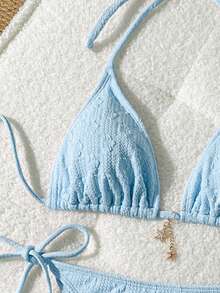 Elavelle Conjuntos de trajes de baño de verano para mujer - Azul - Ver 2