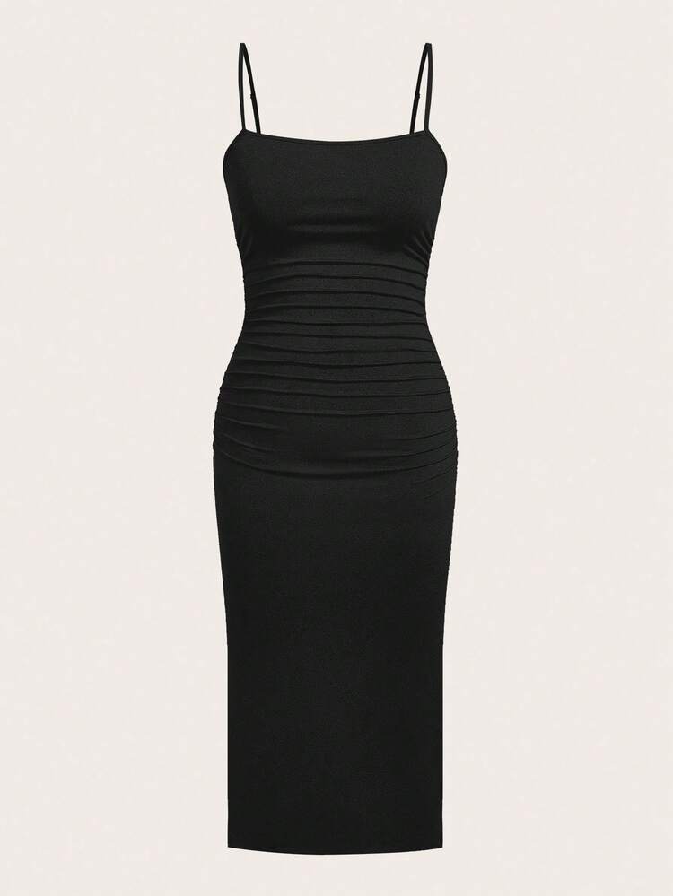 SHEIN EZwear 咖啡棕色和黑色加大码女式吊带夏日连衣裙 - 咖啡棕 - 查看 6