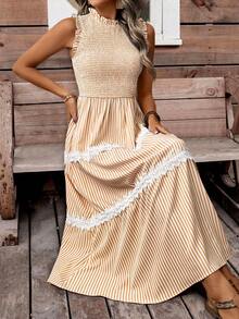 EMERY ROSE Vestido listrado sem mangas para férias de verão feminino - Amarelo - Ver 3
