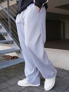 LEOGASHI LEOGASHI Pantalones de chándal casuales para hombres con bolsillo y cordón en la cintura - Gris Claro - Ver 5
