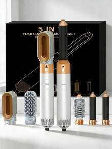 JMMO Máy tạo kiểu tóc và sấy tóc 5 trong 1 - Bàn chải ion có thể tháo rời | Tạo kiểu tóc bồng bềnh, máy uốn và duỗi tóc | Món quà hoàn hảo cho Ngày của Mẹ, Halloween và Giáng sinh (Vàng trắng/Đỏ xám) Phích cắm tiêu chuẩn Châu Âu - Phích cắm loại C của EU (220-240V) - Xem 12