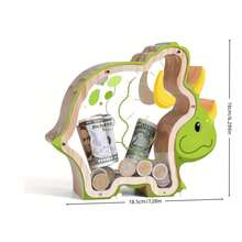 Wooden Dinosaur Piggy Bank, Transparent Piggy Bank With Acrylic Windows, Durable Creative Piggy Bank, Suitable For Dinosaur Gifts For Home Decoration, Birthdays And Valentine's Day.Male And Female Birthday Gifts, Change, Piggy Bank, Piggy Bank Ornament - Multicolor - View 4