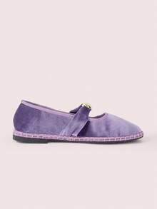 CUCCOO DOLLMOD Giày bệt nữ cổ điển màu tím nhung kiểu Mary Jane - -41 màu tím - Xem 2