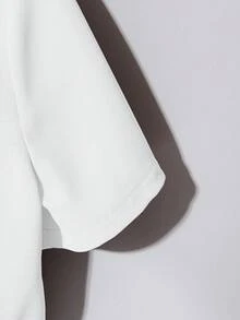 Franclia Petite 两件套女士时尚优雅圆领短袖衬衫和休闲裤套装 - 白色 - 查看 3