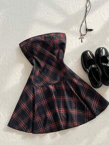 Glimmora 女士复古格子束腰抹胸连衣裙，夏季 - 彩色 - 查看 4