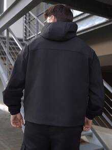 LEOGASHI LEOGASHI Men Casual Black Techwear Rain Y2k Style Long Sleeve Jacket,Outdoor Windbreaker, Parka,Baggy,Winter Jacket,Streetwear, Fall - Black - View 2